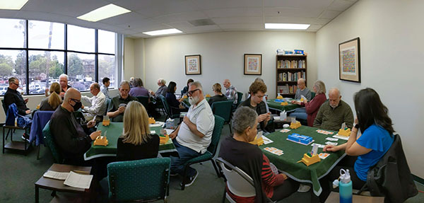 Six tables in the classroom